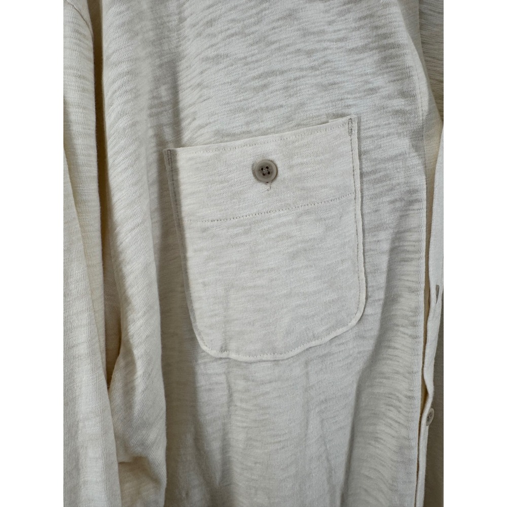 Lucky Brand Mens XXL Cream Slub Knit Long Sleeve Button Down Shirt Cotton Pocket - Picture 5 of 6